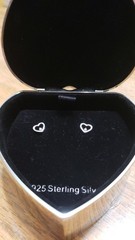 VTG Things Remembered Pink Cubic Zirconia Sterling Silver 925 Heart Earrings