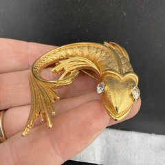 Vintage Monet Brooch Gold Tone Fish Koi
