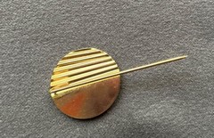 Vintage Gold Tone Ribbed Circular Stick Pin with Rhinestone Accent