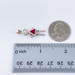Vintage Sterling Silver 925 Ruby and Cubic Zirconia Girl Pendant