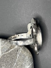 Vintage USSR 925 Silver Ring Black Stone Jewelry Size 7