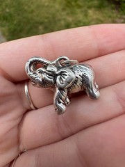 925 Sterling Silver Elephant 3D hollow pendant