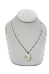 Vintage Necklace Silver Tone Carved Buffalo Nickel 24″