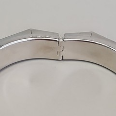 Vintage Hinged Bangle Bracelet Octagon Silver Tone Hong Kong Safety Clasp 6.5″