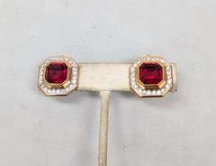 Vintage 1980s Signed Lanvin Rhinestone Runway Couture Statement Clip Earrings