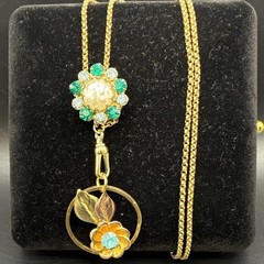 Vintage 12k Gold Filled Watch Chain FOB, ChatelaineSlide,Swivel Dog Clip, ~READ~