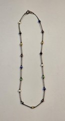 Vintage Liquid Sterling Silver Cats Eyes Choker Necklace 15.5″