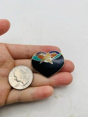 Vintage Signed Laurel Burch Rainbow “Bird Heart” Toucan Cloisonné Enamel Brooch