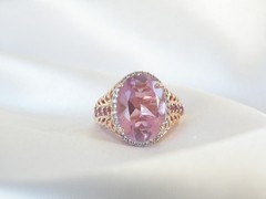 Rose Gold on Sterling Silve 925 Pink Topaz Doublet Chuck Clemency Ring 6