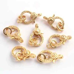 1 PC Pave Diamond Lobsters Over Yellow Gold – Double Sided Diamond Clasp 21mx13m