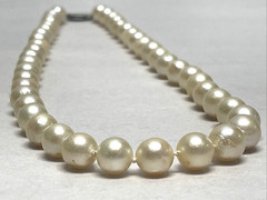 Vintage Akoya Cultured Pearl Necklace 15in Choker 7.8mm Cream Knotted Silver