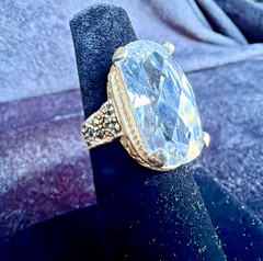 Vtg Sterling Silver Ring .925 Sz 6.5 Marquis Clear Stone Cocktail Statement