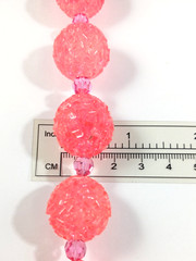 Bright Pink Orange Lucite Textured Ball Beaded Necklace ~ Marvella ~ 16 inch