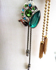 3 LOT Vintage Tassel Bolo style Necklace Silver and gold tone