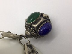 MCM VTG Etruscan Mediterranean Silver 800? Charm Bracelet 54g 8.5″ Turquoise