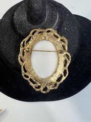 Vintage Unique Cameo Painting of Lady In Red Beret Style Hat Brooch Pin Pendant