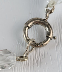 Vintage Sterling Silver Clear Crystal Graduated Beaded Necklace 15″ Spring Ring