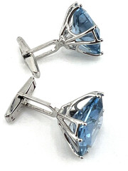 Sterling silver cufflinks with large faceted Blue Topaz gemstones 20mm unisex