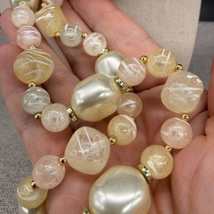 Vintage Necklace Earrings Jewelry Set Spring Yellow Pink Green Acrylic Clip Ons