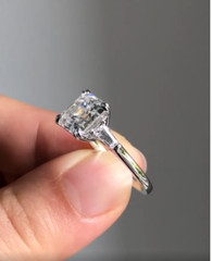 2.50Ct Asscher Cut Lab-Created Diamond With Sided Taper Baguette 925 Silver Ring