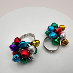 Vintage 90s Jingle Bell Rings Set Silver-tone Women’s Classic Fashion Jewelry