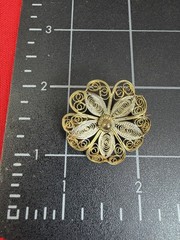 Antique Victorian Filigree Flower Brooch Pin
