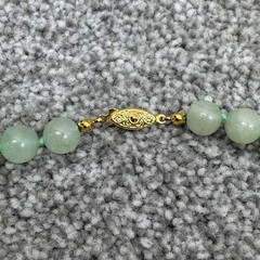 Vintage Green Jade Knotted 8mm Bead Necklace 25″