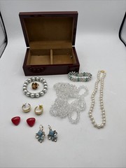 Vintage Jewelry Box Pineapple Design Filled with Vintage Jewelry Mixed Lot