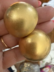 Vintage Erwin Pearl Brushed Gold Tone Statement Runway Pierced Earrings