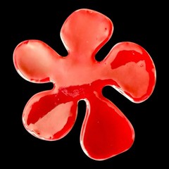 Enamel Flower Brooch Pilgrim Red Pop Art Abstract Flower Pin Vintage Denmark