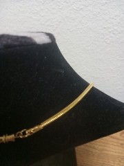 Necklace Costume Gold Tone Square Snake Chain Screw Clasp Made In Hong Kong