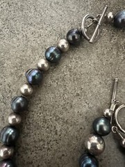 QVC JTV Peacock Cultured Pearls & Sterling Silver Ball Beads Necklace & Bracelet