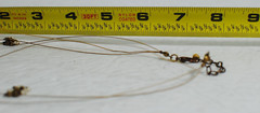 Vintage Floating Necklace 3 Strand Gold Tone Beaded Small Pearls Stones Charms