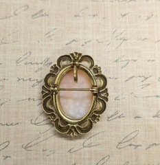Vtg Carved Shell Cameo Pendant Gold Filled Left Facing Lady Brooch Pendant