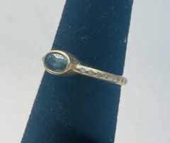 Robin Rotenier 20k Yellow Gold Green Tourmaline & Diamond Ring Size 5.5