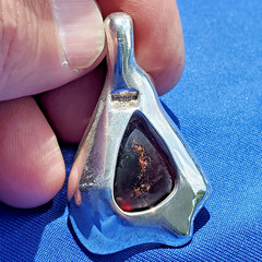Original VERY LARGE 24 Grams Baltic AMBER Hand made 925 STERLING SILVER Pendant