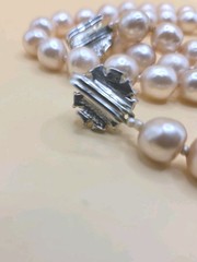 VintageJudith McCann Signed Shuvon Glass Pearl Necklace Dual-Hook Clasp 20″ 0176