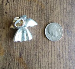 Vintage Enameled Angel Tack Style Lapel Pin 1″ Pewter Plated GPC