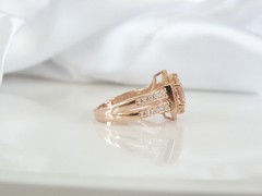 Rose Gold on Sterling Silver 925 Natural Irradiated Peach Morganite Ring Size 6