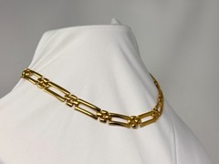 Vintage Gold Tone 10mm wide Flat Rectangle Link 16″ Choker Necklace