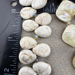 Polished Stone Mother of Pearl Necklace Layered Beaded Boho Surfer Beach 18”
