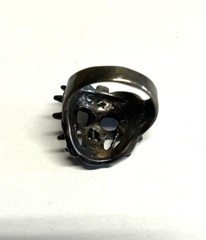 Vintage G & S Gordon Smith 1985 Skull Mask Black Signed Biker Ring Sz 11.75