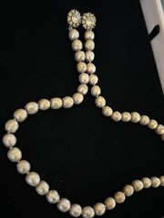 Judith McCann 40s Signed NY 58 Shuvon Pearl Necklace Dual-Hook Clasp CRYSTAL VTG