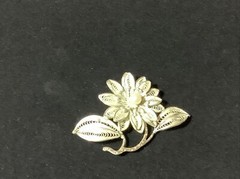 Vintage Sterlling Silver Flower Pin Pearl Center Brooch Marked Silver