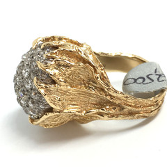 Antique Cluster 14k Yellow White Gold Cocktail Pave 2.70Ct Diamond Ring Estate