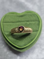 Vintage Deadstock Ring Size 9 Rainbow Ab Heart Watermelon Stone Stamp “18k HGE”
