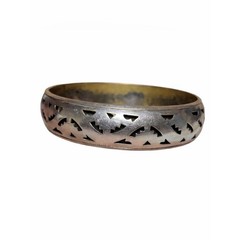 Vintage Made In India Silver Tone Cutout Bangle Bracelet Openwork Boho Size 7.5
