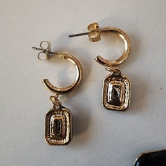 2 Sets Of Vintage Black Enamel Gold Tone Earrings Gothic Dangle And Hoop