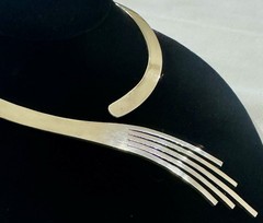 RARE LOS BALLESTEROS Vtg Mexican Silver PINEDA HAND Heavy 106g CHOKER NECKLACE