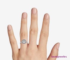 2.50Ct Round Cut Blue Sapphire Lab-Created Diamond Ring 14K White Gold Over